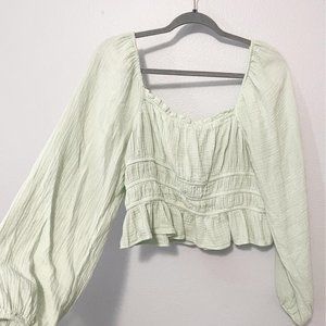 Gauze Bubble Sleeve Top